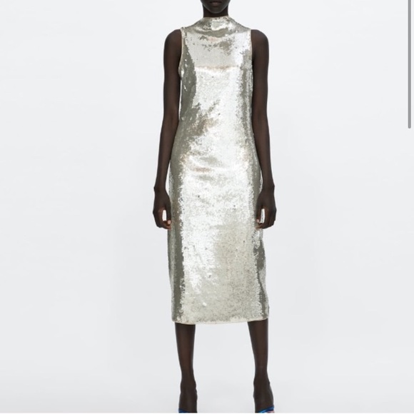 zara midi sequin dress